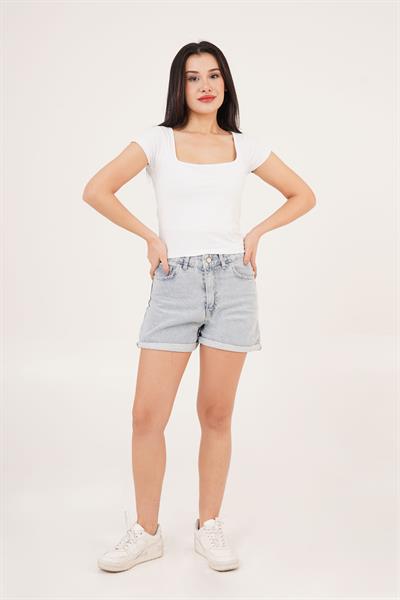 U Yaka Basic Beyaz Tişört