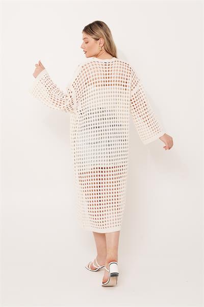 Ajurlu Uzun Bej Hırka