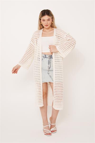 Ajurlu Uzun Bej Hırka