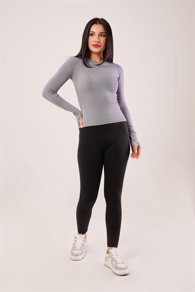 Uzun Kollu Basic Füme Bluz