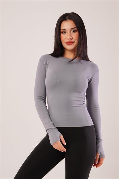 Uzun Kollu Basic Füme Bluz