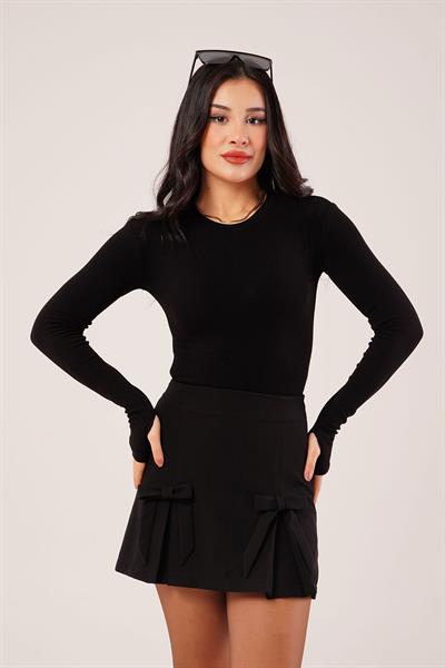 Uzun Kollu Basic Siyah Bluz