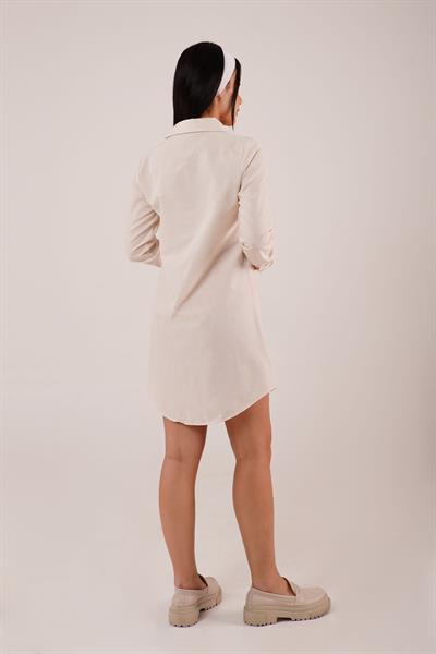 Uzun Kollu Taş Tunik Gömlek Elbise