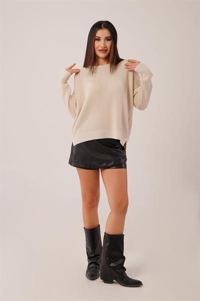 Yan Kısa Yırtmaçlı Selanik Örme Taş Kazak