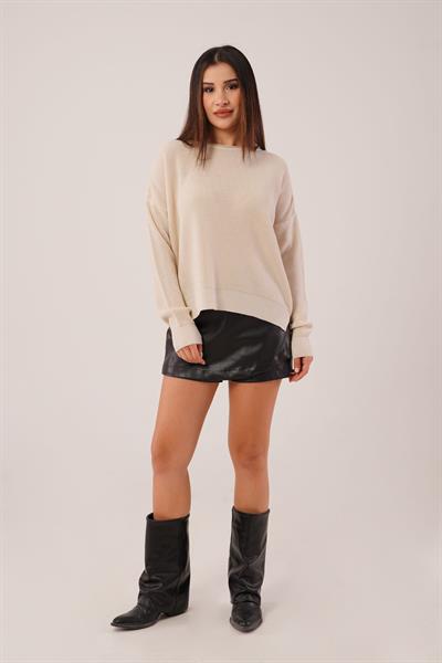 Yan Kısa Yırtmaçlı Selanik Örme Taş Kazak