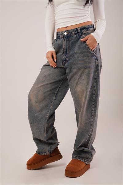 Yıkamalı Tint Baggy Kot Pantolon