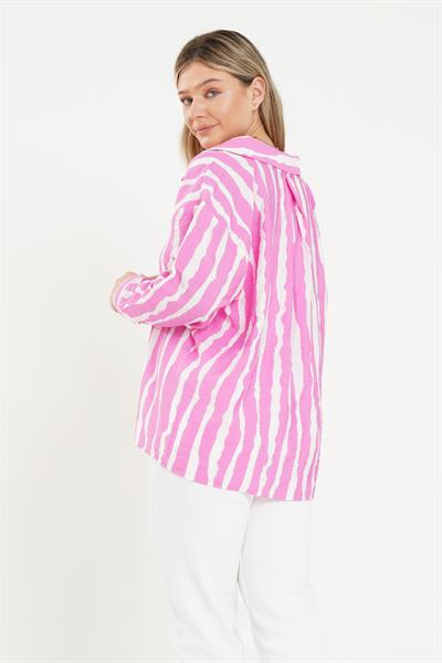 Zebra Desen Fuşya Gömlek