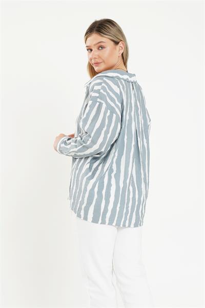 Zebra Desen Gri Gömlek