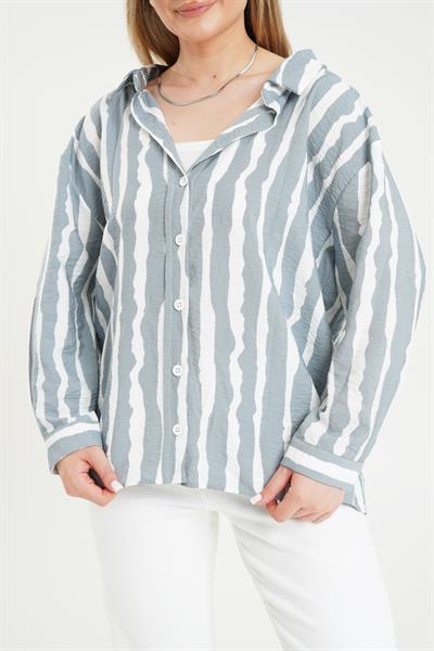 Zebra Desen Gri Gömlek