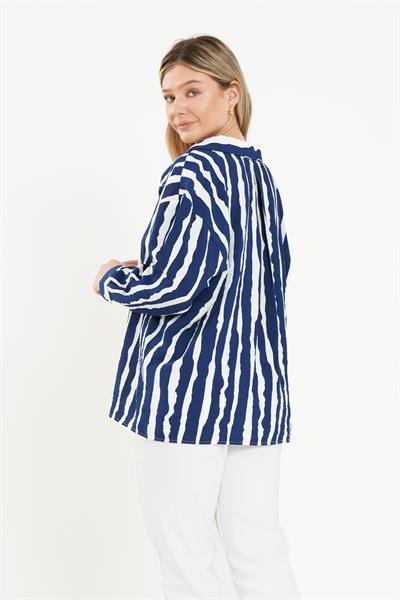 Zebra Desen Lacivert Gömlek