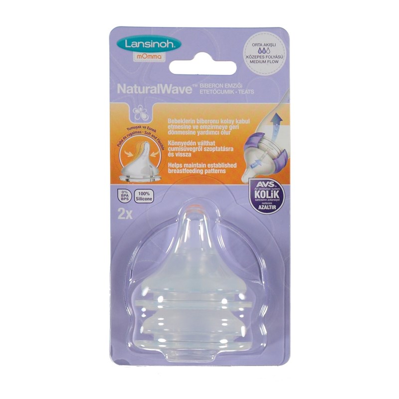 Lansinoh Natural Wave Biberon Emziği Orta Akışlı 2'li