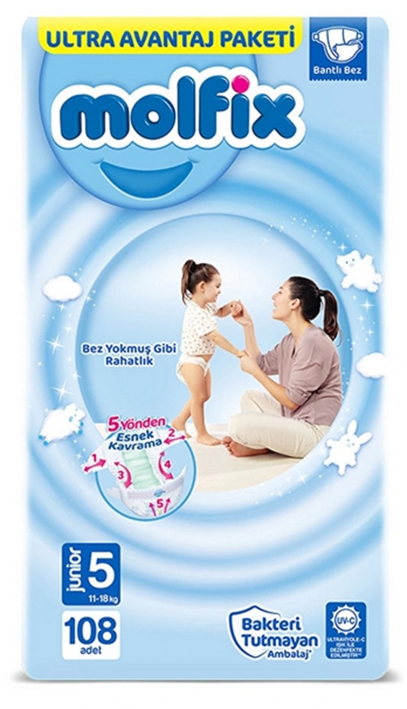 Molfix Bebek Bezi 5 Beden Junior Ultra Avantaj Paketi 108 adet