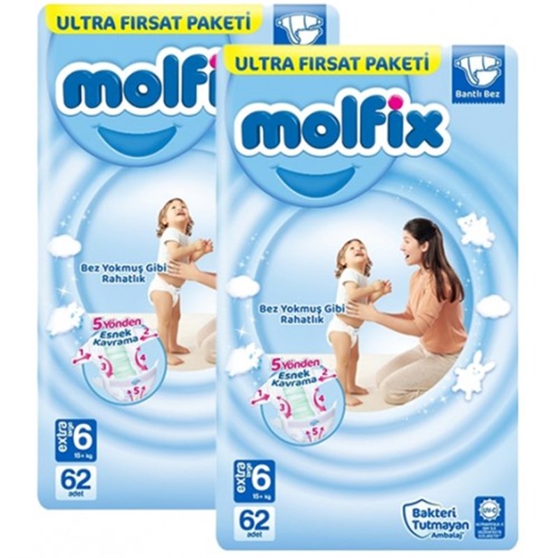 Molfix Bebek Bezi Ultra Fırsat Paketi X Large 6 No 62 li x 2 Adet