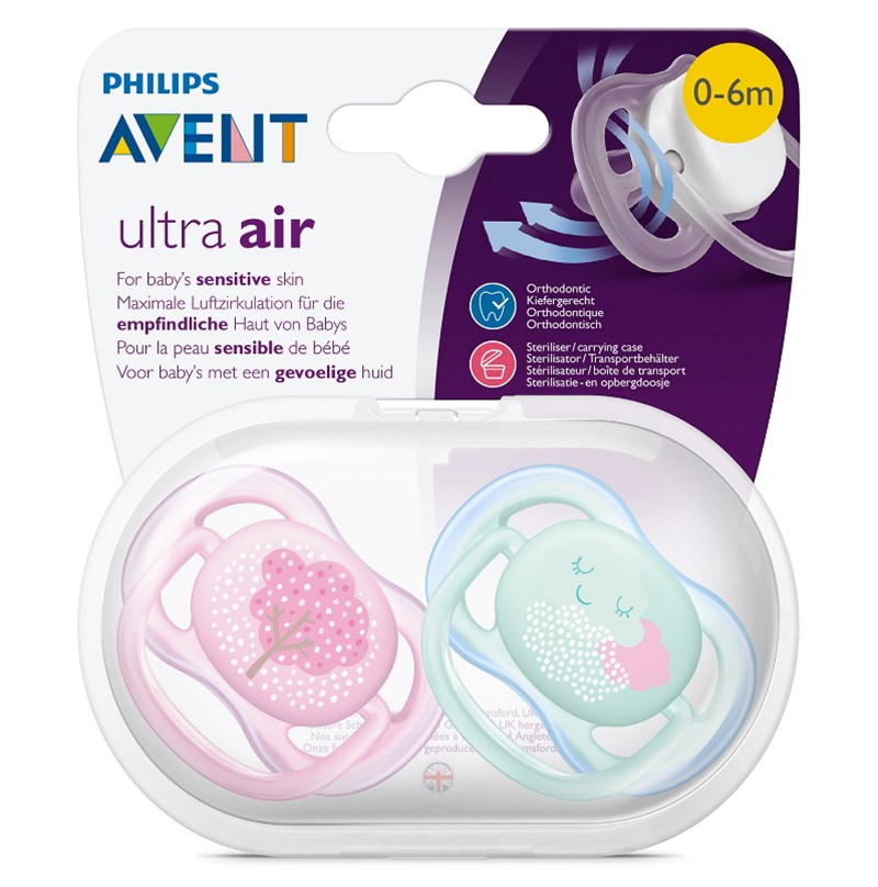 Philips Avent SCF343/20 Ultra Air Silikon Emzik 2li 0-6 Ay Desenli Kız