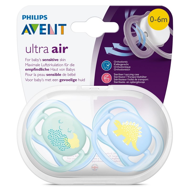 Philips Avent SCF344/20 Ultra Air Silikon Emzik 2li 0-6 Ay Desenli Erkek