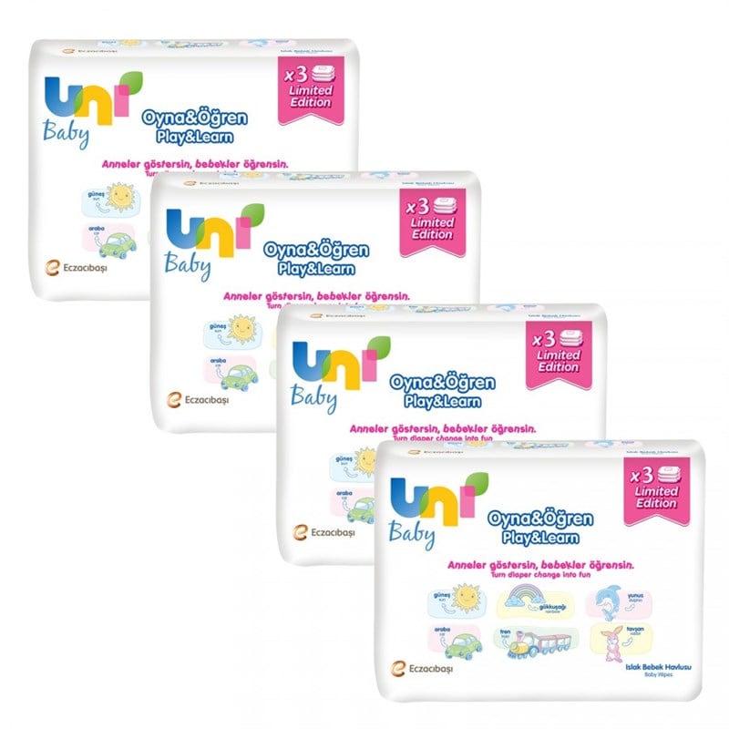 Uni Baby Oyna Öğren 52 Yaprak 12'li Paket Islak Mendil
