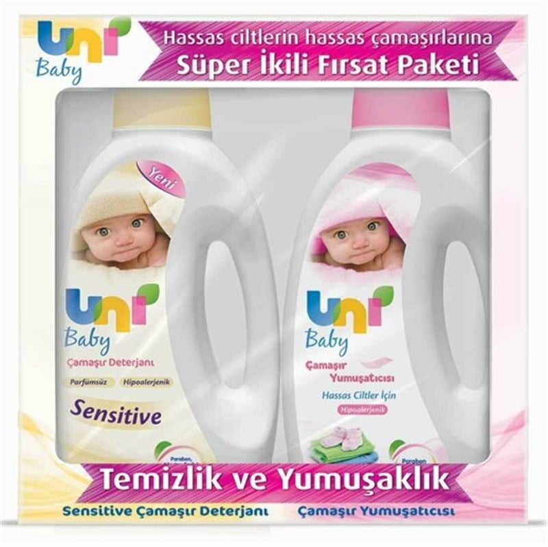 Uni Baby Sensitive 1500 ml Çamaşır Deterjanı + 1500 ml Çamaşır Yumuşatıcısı