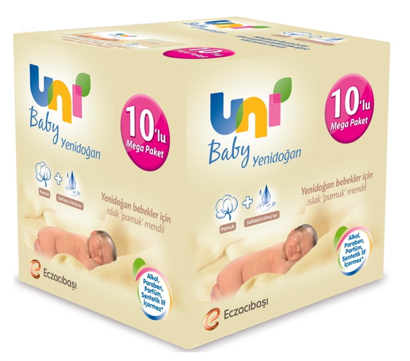 Uni Baby Yenidoğan Islak Pamuk Mendil 10'lu - 400 yaprak