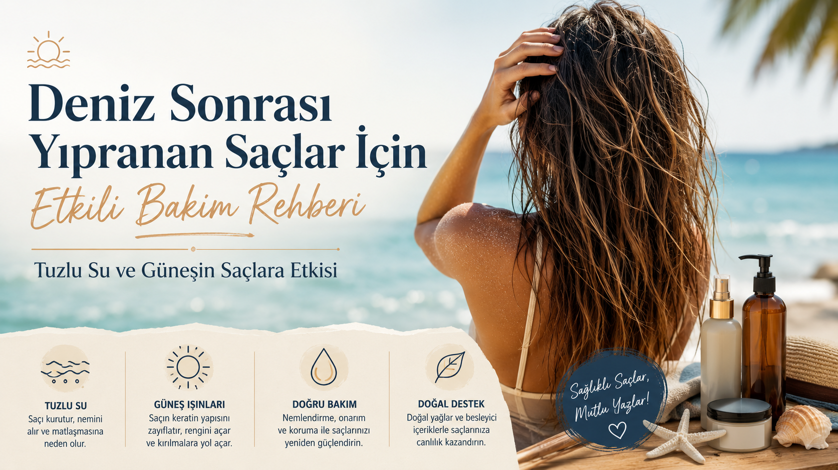 Deniz Sonrası Yıpranan Saçlar İçin Etkili Bakım Rehberi: Tuzlu Su Ve Güneşin Saçlara Etkisi