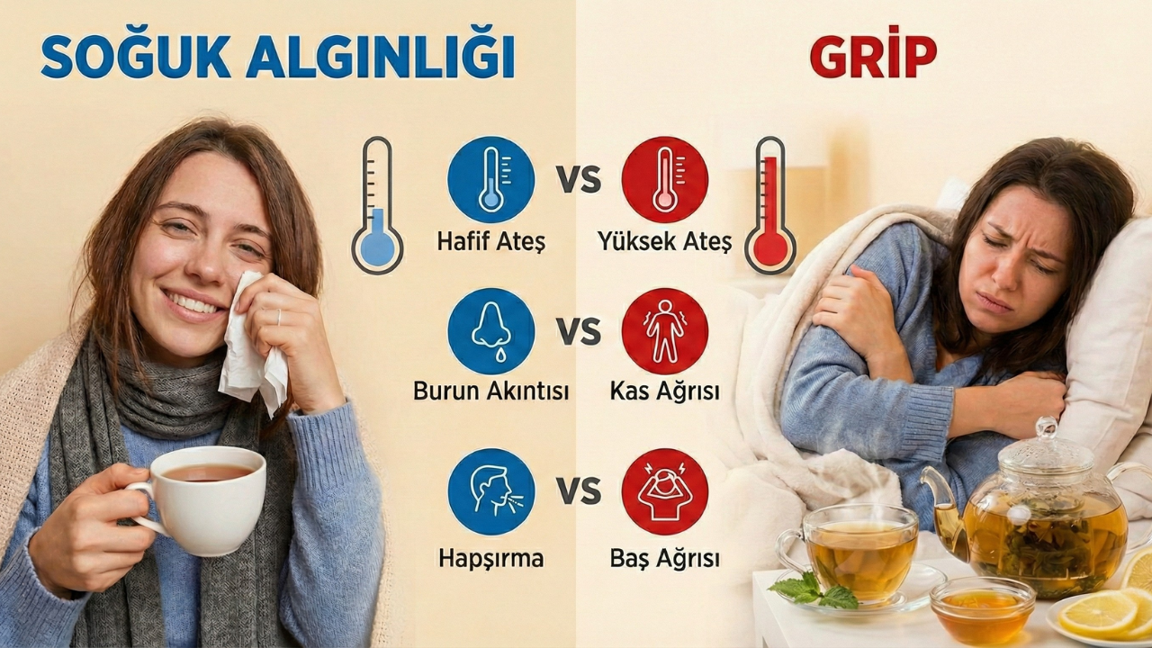 grip ve soğuk algınlığı arasındaki fark