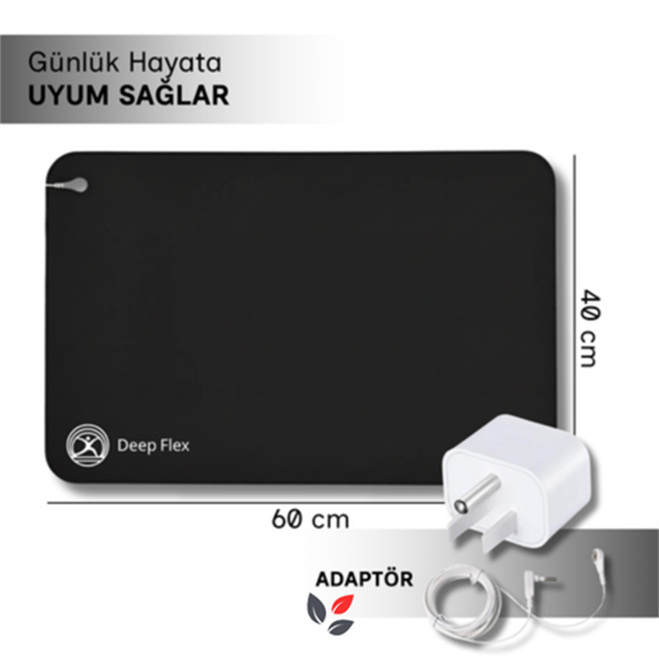 Deep Flex Stres Azaltıcı ve Enerji Dengeleyici Topraklama Matı Set (Mat + Kablo + Priz Adaptörü)  40x60 cm