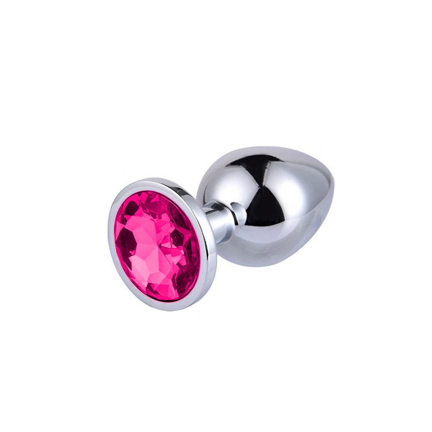 Metal Elmas Taşlı Anal Plug Rose Büyük Boy