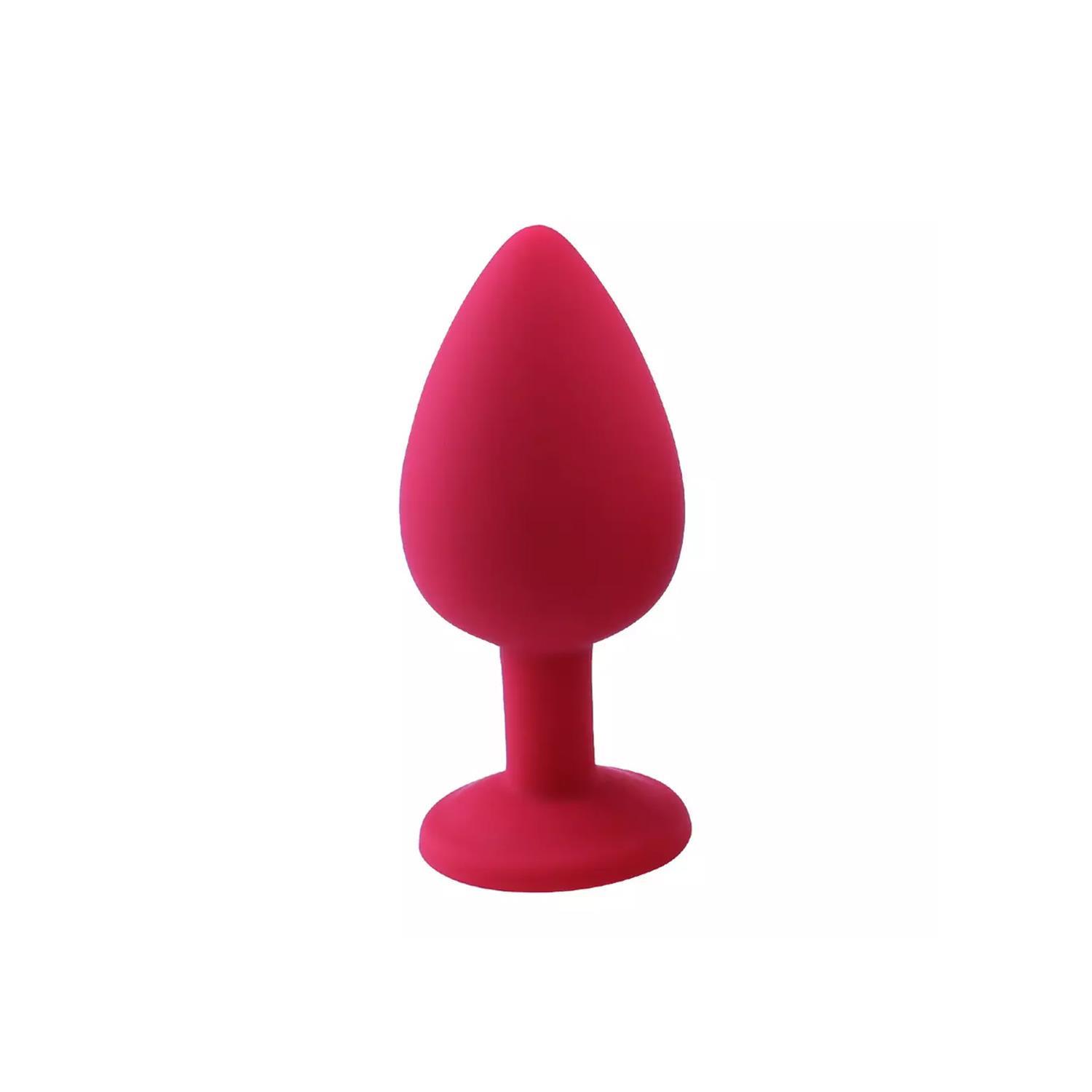 Elmas Taşlı Silikon Kaplı Anal Plug L Büyük Boy 9 cm Kırmızı