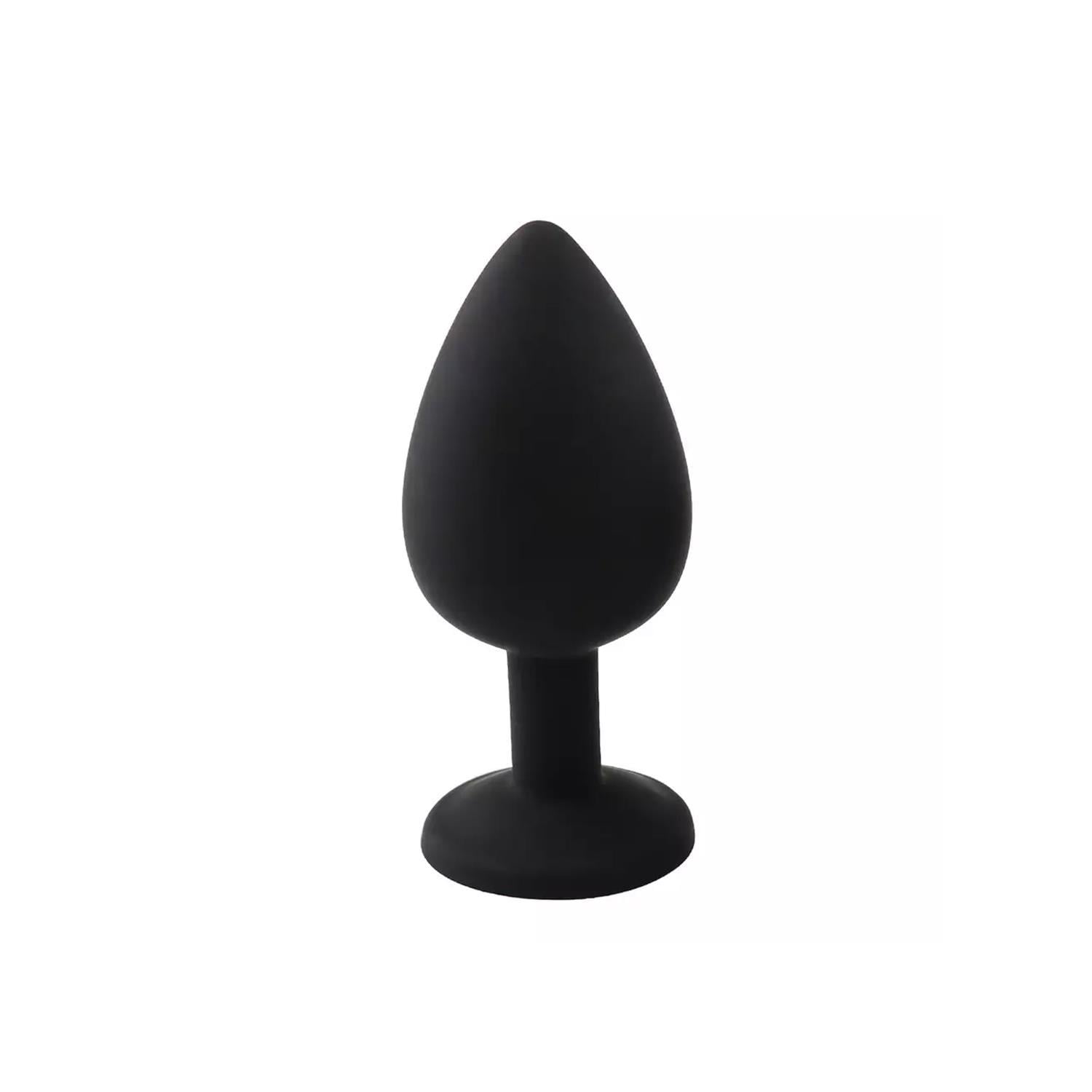 Elmas Taşlı Silikon Kaplı Anal Plug M Orta Boy 8 cm Siyah