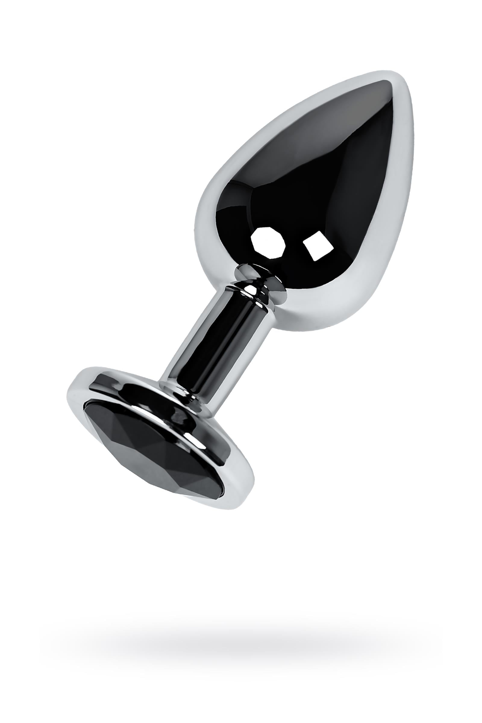 Metal by TOYFA Anal Plug, Metal, gümüş, siyah kristalli, 8,1 cm, Ø 3,4 cm