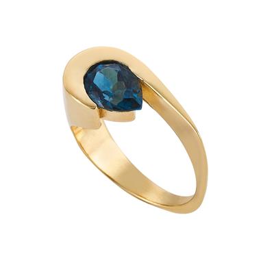 Altın Kaplama Damla London Topaz Yüzük
