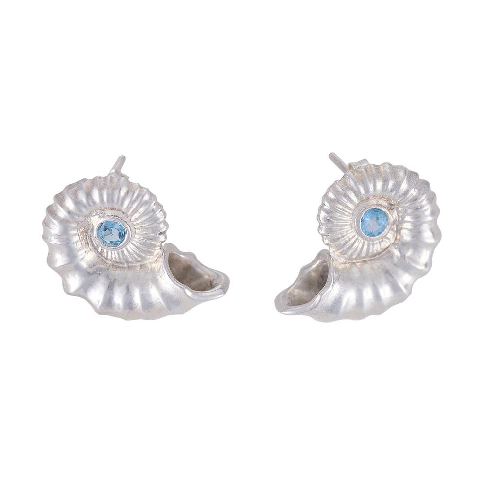 Salyangoz Blue Topaz Küpe