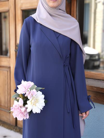 Bağlamalı Kruvaze Trench İndigo