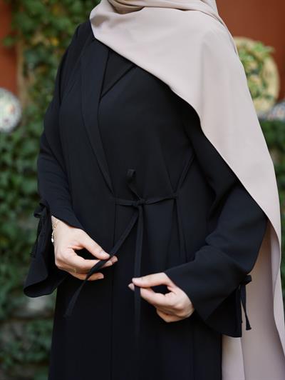 Bağlamalı Kruvaze Trench Siyah