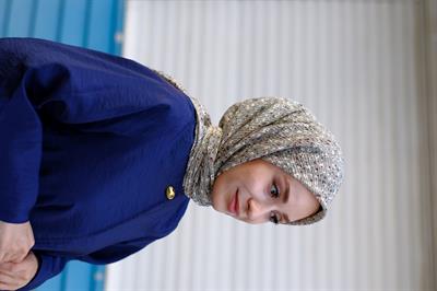 Çiçek Desenli Bürümcük Eşarp Küf Yeşili