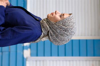 Çiçek Desenli Bürümcük Eşarp Küf Yeşili