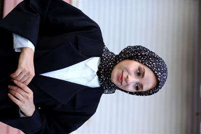 Çiçek Desenli Bürümcük Eşarp Siyah - Pembe