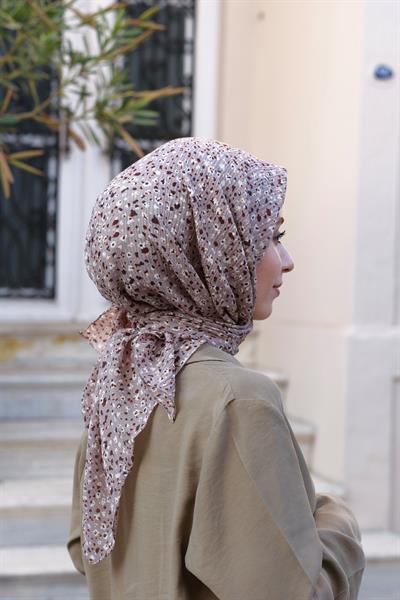 Çiçek Desenli Bürümcük Eşarp Vizon