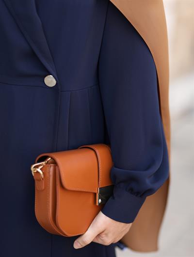 Çift Düğmeli Trenç Lacivert