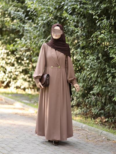 Çift Düğmeli Trenç Sütlü Kahve