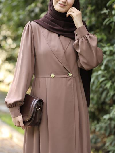 Çift Düğmeli Trenç Sütlü Kahve