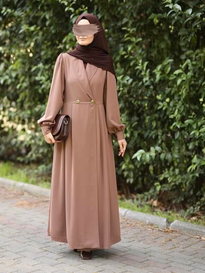 Çift Düğmeli Trenç Sütlü Kahve