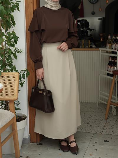 Çift Pileli A Kesim Etek Taş