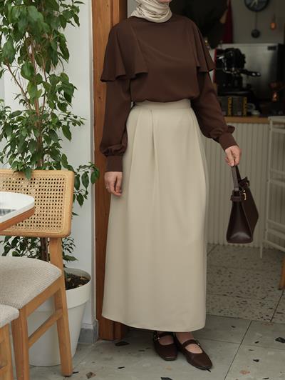 Çift Pileli A Kesim Etek Taş