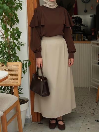 Çift Pileli A Kesim Etek Taş