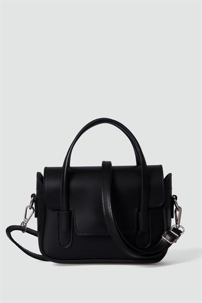 Çift Saplı Kutu Çanta Siyah