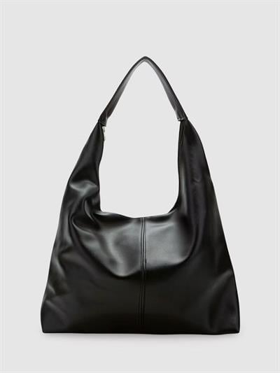 Büyük Deri Omuz Çantası Siyah