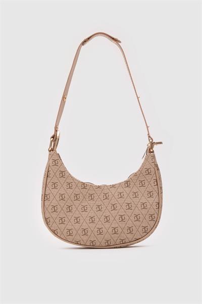 Desenli Deri Çanta Bej