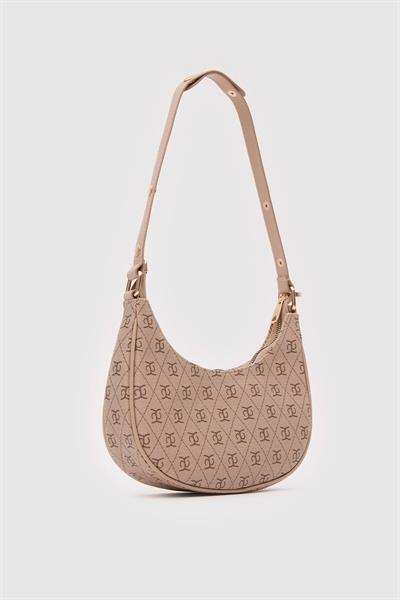 Desenli Deri Çanta Bej