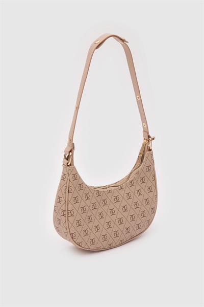 Desenli Deri Çanta Bej