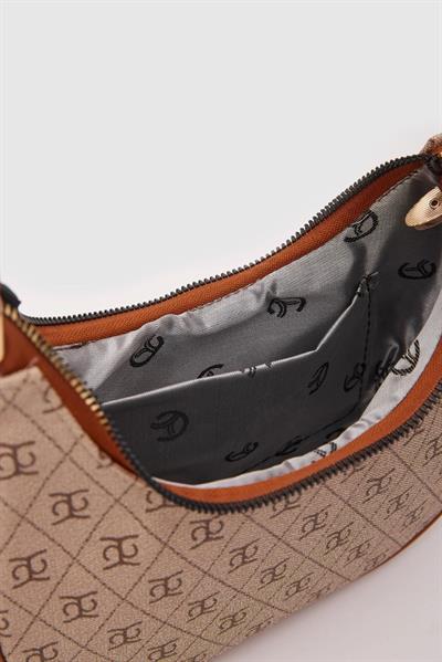 Desenli Deri Çanta Taba